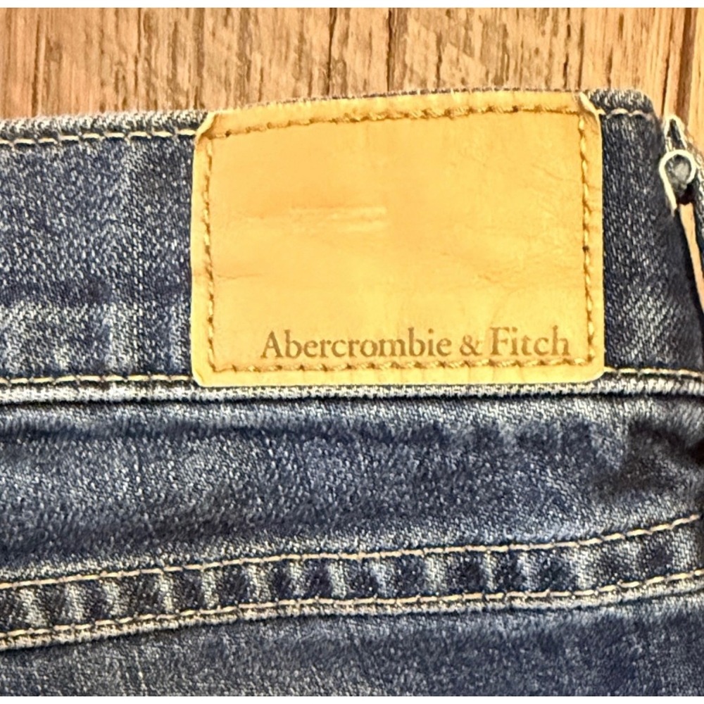 Abercrombie & Fitch Womens Low Rise Denim Shorts Cuffed Blue Y2K RN75654 Size 00 - Picture 2 of 7
